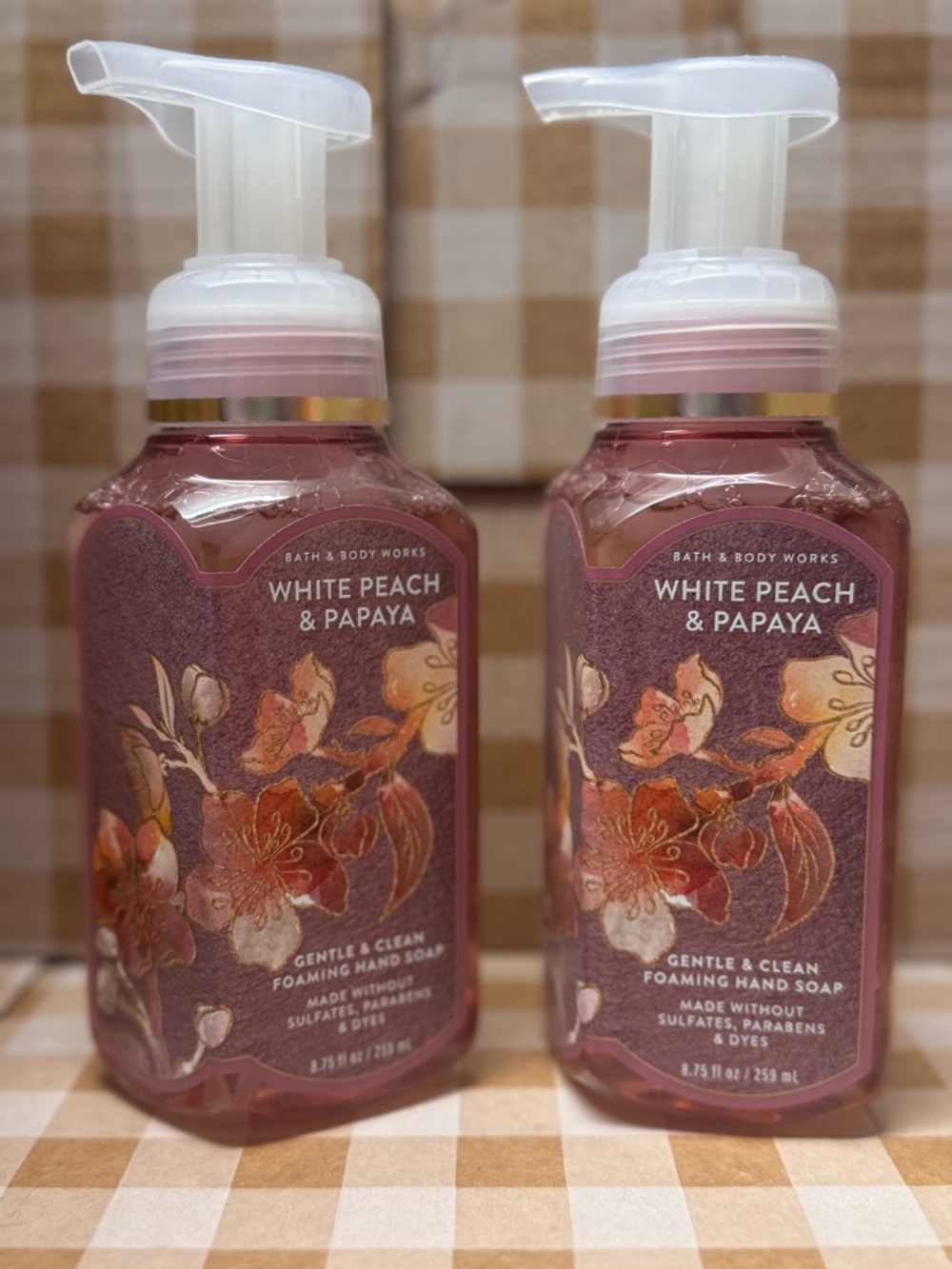 NEW B&BW (2) White Peach and Papaya Foaming Hand Soaps 8.75 fl oz each